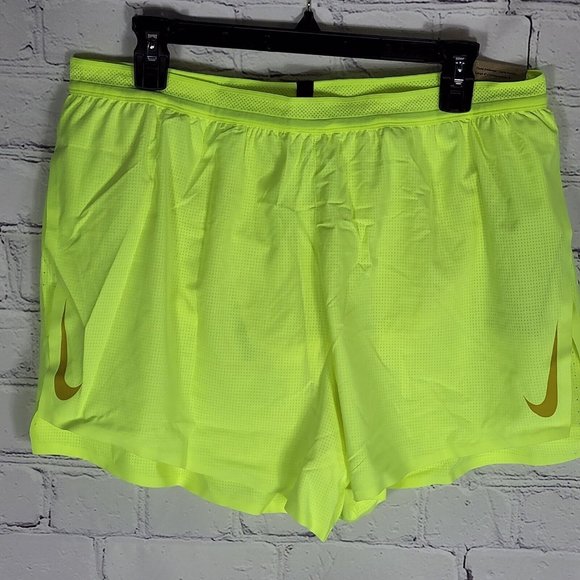 Nike Men's Size XL Volt Yellow/Green Dri Fit Racing Running Shorts - Picture 2 of 9
